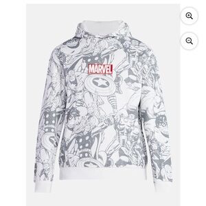 Marvel Red Logo White & Gray Comic Hoodie Graphic Sweater